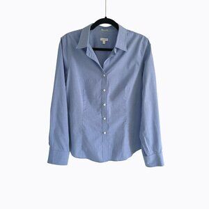 Talbots Blue Cotton Oxford Shirt 12P Wrinkle Resistant Office Preppy Classiccore